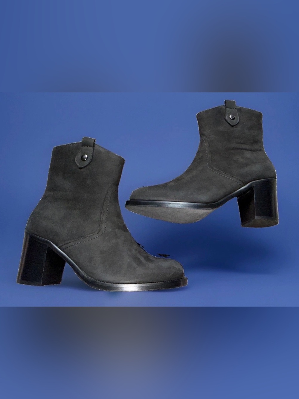 NWOB Womens La Canadienne Phinn Suede Heel Ankle Boot Black Sz 5 M